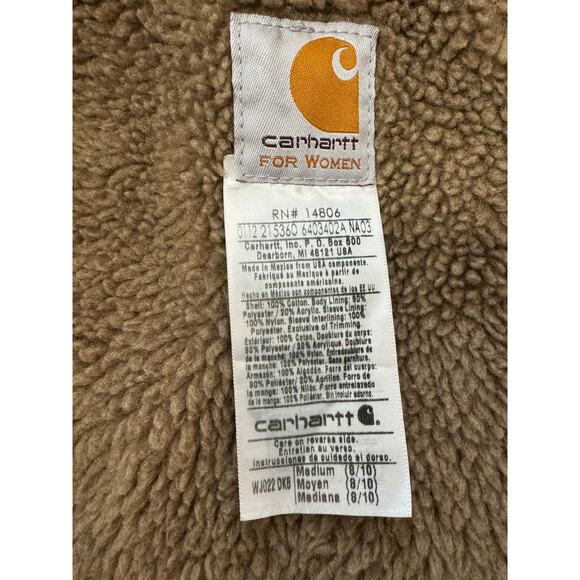 Vintage Dark Brown Carhartt Canvas Cayon Sherpa Lined Jacket Medium 8/10 WJ022 - Picture 8 of 10